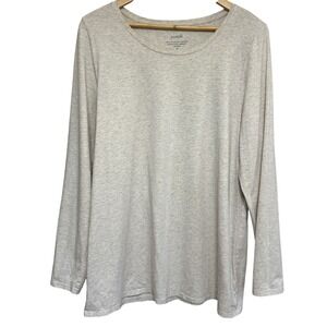 Pure Jill Long Sleeve Stretch Pima Cotton Tee Womens XL Oatmeal Soft‎ Comfort